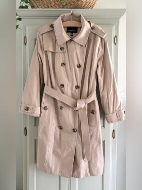 LONDON FOG Double Breasted Trench Coat w/ Removable Hood | British Khaki | XXL